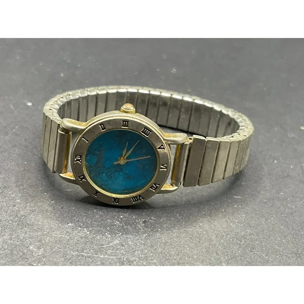 Vintage Futura Ladies Turquoise Inlay Watch with Roman Numerals Bezel 2243L